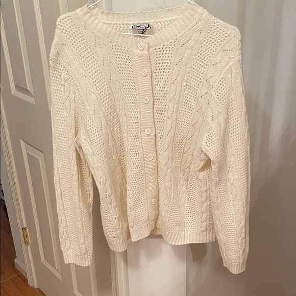 Vintage Sweaters - vintage Cream Cable Knit Cardigan